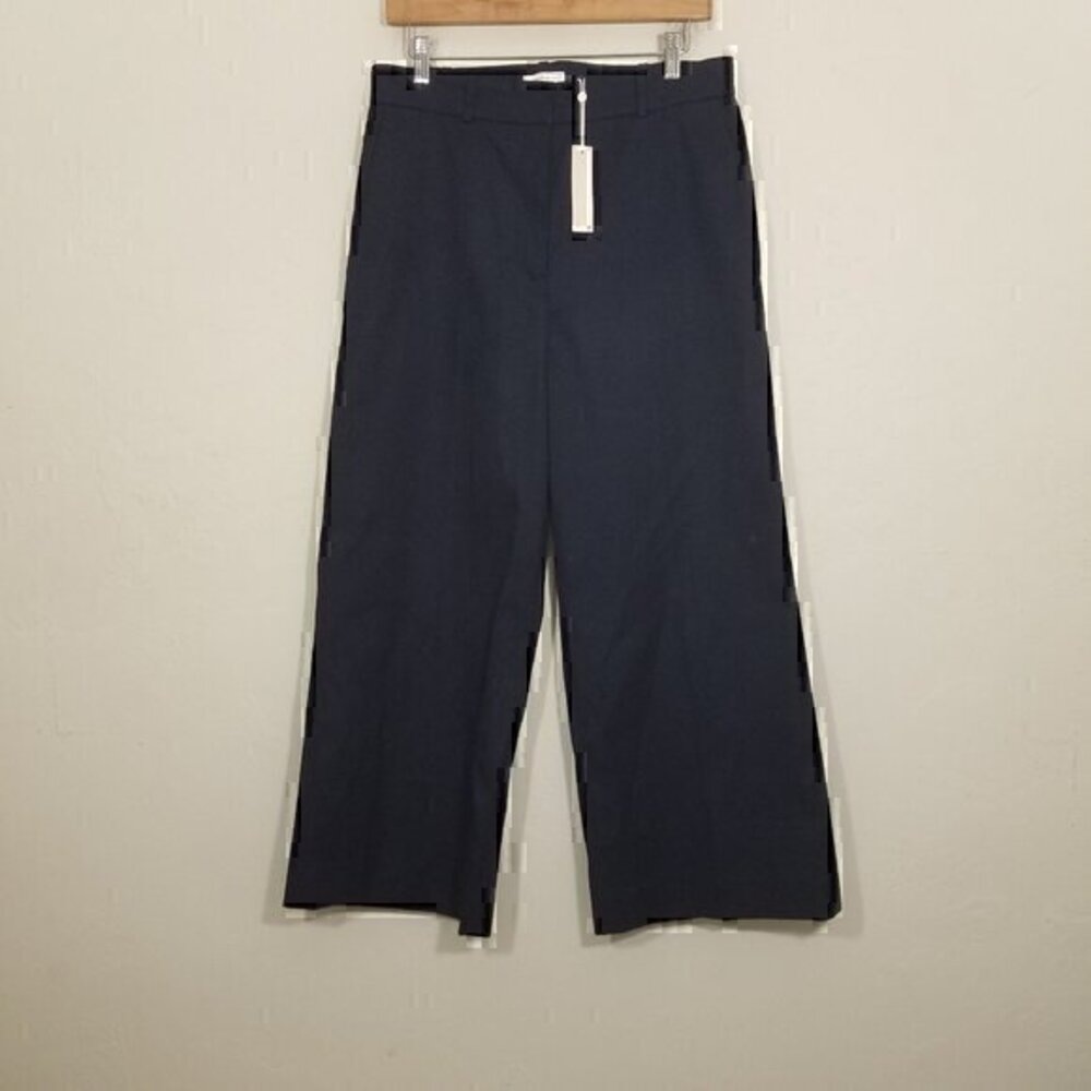 NWT Rebecca Taylor Cropped Flare Chino Pants Navy Blue Size 10